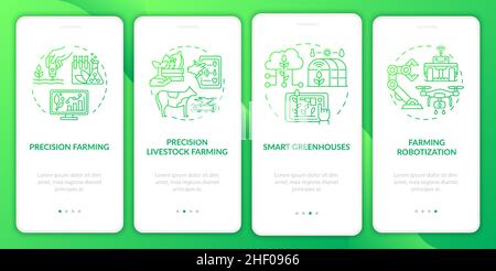 Precision agriculture green gradient onboarding mobile app screen Stock Vector