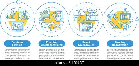Precision agriculture blue circle infographic template Stock Vector