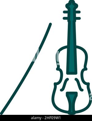 Violin Icon. Editable Bold Outline With Color Fill Design. Vector ...