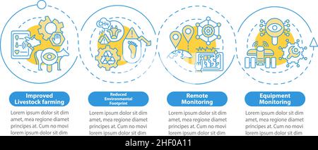 Precision agriculture pros blue circle infographic template Stock Vector