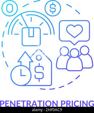 Penetration pricing blue gradient concept icon Stock Vector