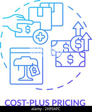 Cost-plus pricing blue gradient concept icon Stock Vector