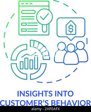 Insights into customer behavior green blue gradient concept icon Stock Vector