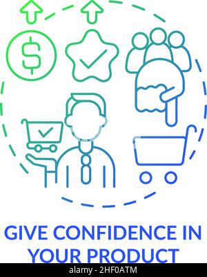 Give confidence in product green blue gradient concept icon Stock Vector