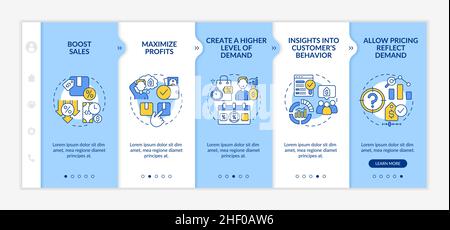 Dynamic pricing benefits blue and white onboarding template Stock Vector