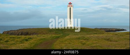 Lighthouse on Kalfshamarsvik peninsula,Iceland,Europe Stock Photo