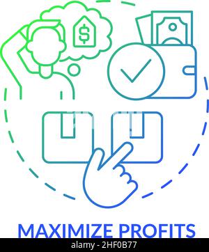 Maximize profits green blue gradient concept icon Stock Vector