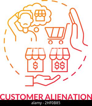 Customer alienation red gradient concept icon Stock Vector