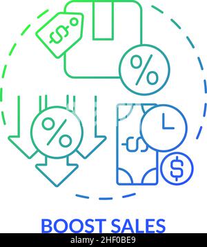 Boost sales green blue gradient concept icon Stock Vector