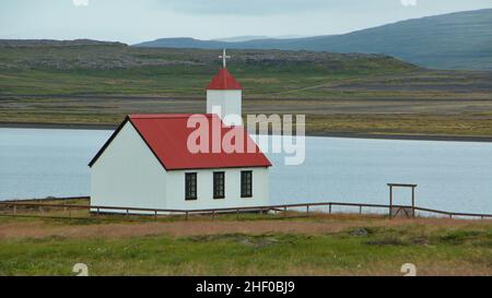 Church Nauteyrarkirkja at Isafjördur,Iceland,Europe Stock Photo