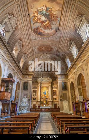 ROME, ITALY - AUGUST 31, 2021: The nave of church Santa Maria della Concezione dei Cappuccini. Stock Photo
