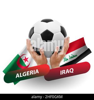 Soccer football competition match, national teams algeria vs iraq Stock Photo