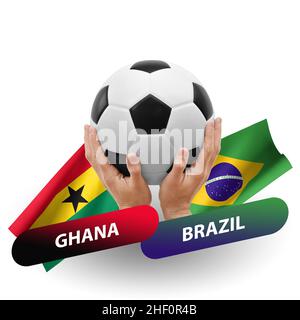 Soccer football competition match, national teams ghana vs brazil Stock Photo