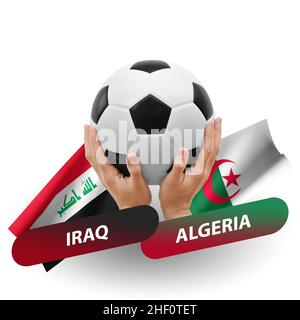 Soccer football competition match, national teams iraq vs algeria Stock Photo