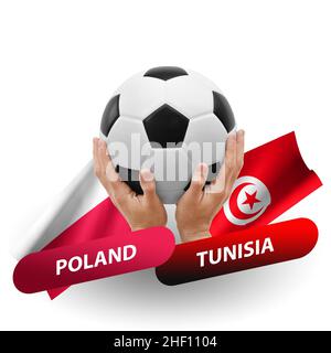 Soccer football competition match, national teams poland vs tunisia Stock Photo