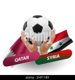 Soccer football competition match, national teams qatar vs syria Stock Photo