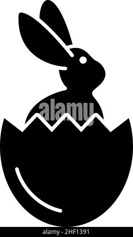 Rabbit In Easter Egg Glyph Icon Vector Stock Vector