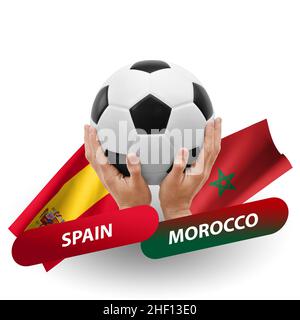 Soccer football competition match, national teams spain vs morocco Stock Photo