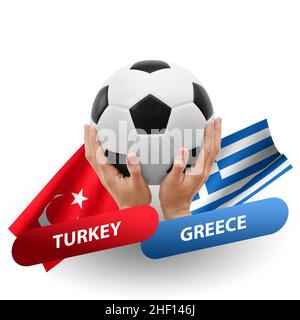 Soccer football competition match, national teams turkey vs greece Stock Photo