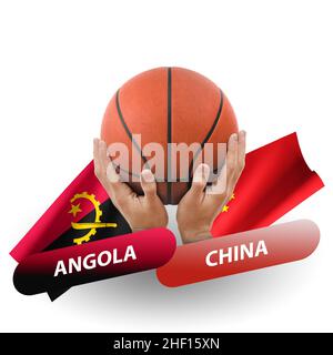 Basketball competition match, national teams angola vs china Stock Photo