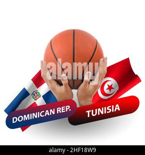Basketball competition match, national teams dominican republic vs tunisia Stock Photo