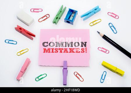 Text sign showing Common Mistake Stock Photo