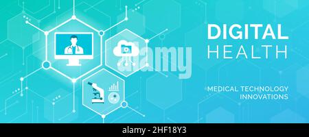 Digital health, innovative healthcare and technology: medical icons connecting together Stock Vector