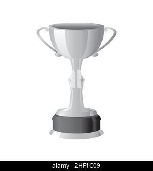 tall silver trophy cup with handles and stem vector isolated on white background Stock Vector