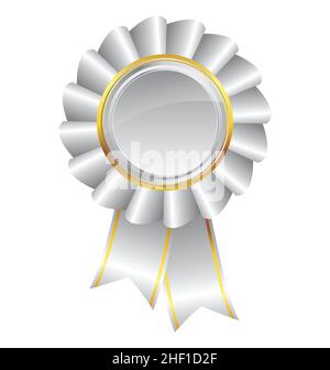 beautiful silver ribbon award icon element with gold accents isolated on white background vector Stock Vector