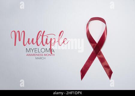 Banner with Multiple Myeloma Awareness Realistic Ribbon