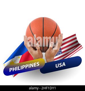 Basketball competition match, national teams philippines vs usa Stock Photo