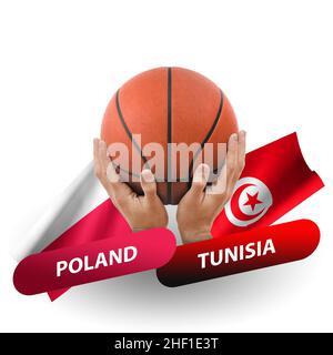 Basketball competition match, national teams poland vs tunisia Stock Photo