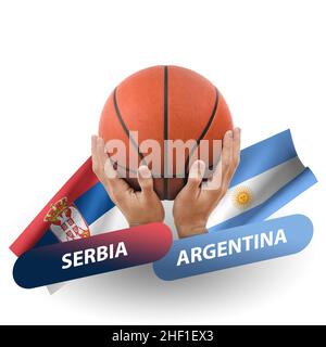 Basketball competition match, national teams serbia vs argentina Stock Photo