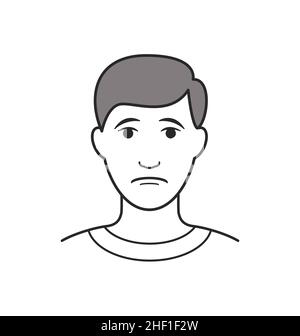 Sad man with short hair, illustration, vector, on a white background Stock  Vector Image & Art - Alamy