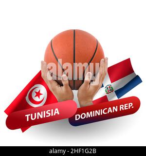Basketball competition match, national teams tunisia vs dominican republic Stock Photo