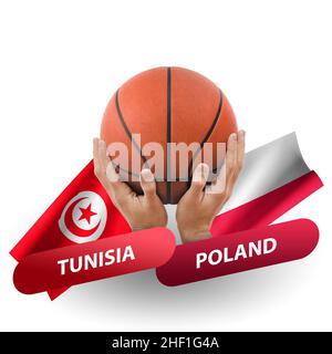 Basketball competition match, national teams tunisia vs poland Stock Photo