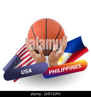 Basketball competition match, national teams usa vs philippines Stock Photo