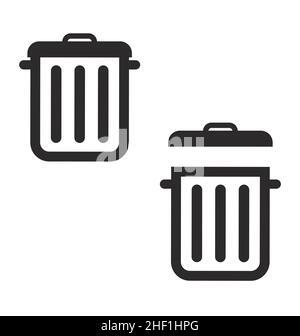 two simple rubbish bins garbage trash cans icons vector isolated on white background Stock Vector