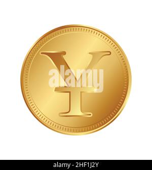 Isolated yen coin gold in white background financial icon- Vector Stock ...
