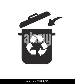 simple recycle bin icon symbol silhouette vector isolated on white background Stock Vector