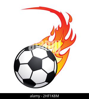 Flaming fast football soccer ball vector isolated on white background Stock Vector