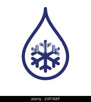 simple cold water droplet with snowflake icon symbol emblem freezing vector isolated on white background Stock Vector