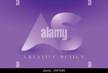 AS Logo Letter Design Concept with Abstract Minimalist Letters in a Trendy Style. AS Icon Letter Logo Vector Illustration with purple gradient backgro Stock Vector