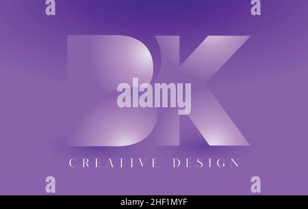 BK Logo Letter Design Concept with Abstract Minimalist Letters in a Trendy Style. BK Icon Letter Logo Vector Illustration with purple gradient backgro Stock Vector