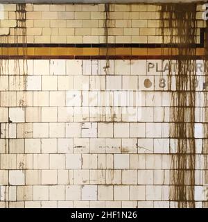 realistic grunge tiled subway wall background photoreal vector illustration Stock Vector