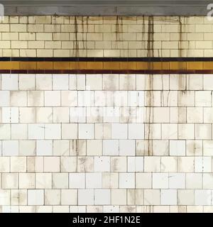 realistic grunge tiled subway wall background photoreal vector illustration Stock Vector