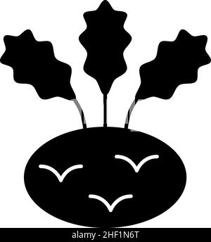 Kohlrabi Vegetable Glyph Icon Vector Stock Vector