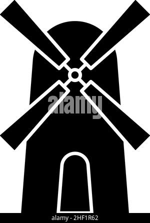 Windmill Spring Glyph Icon Vector Stock Vector