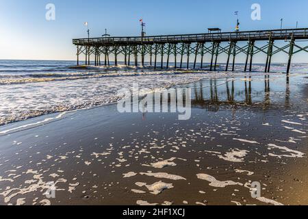 Fourteenth Avenue Beach and Pier, Myrtle Beach, South Carolina, USA Stock Photo