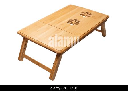 Wooden table isolated on a white background. Top view. Stock Photo